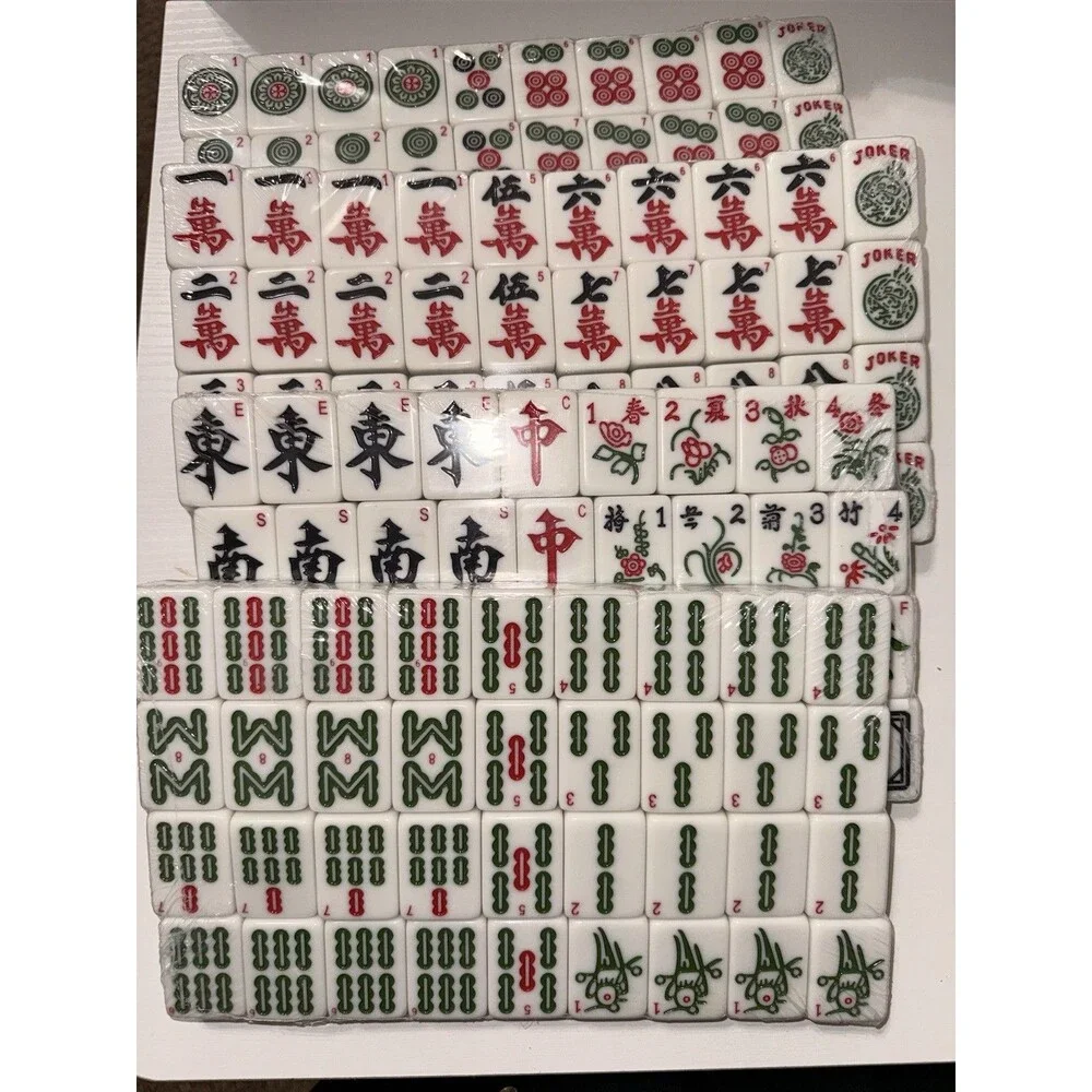New American Mah Jong 152 Tiles Only, Blue Backs, Joker Tiles, 1.25”x1.5”x.8”